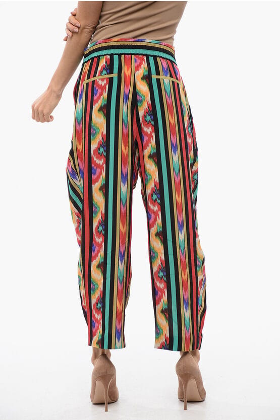 Bedrukte zijden HAREM-broek in veelkleurig