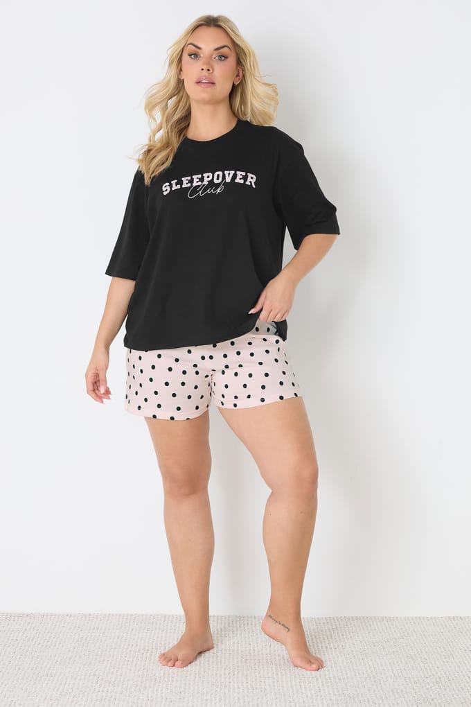 Yours Roze Pyjamashorts Met Stippen Size 46-48