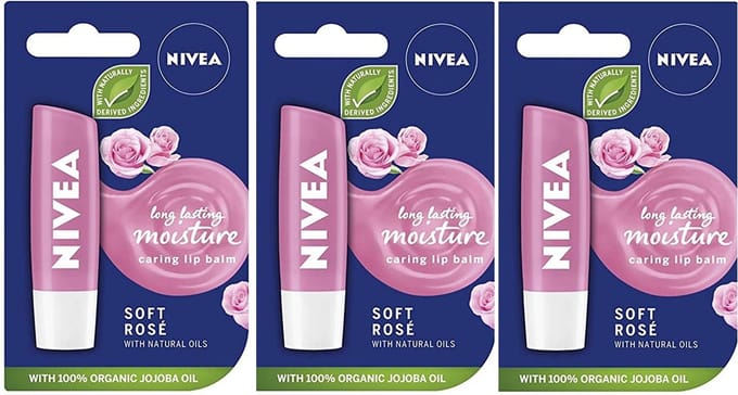 Nivea Labello Lippenbalsem – Soft Rose - 3 x 5.5 ml Stick