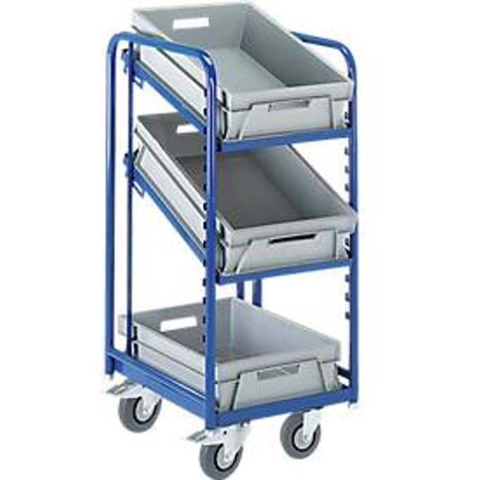 Euro-containerwagen met open frame en 3 bakken, 410 x 620 mm
