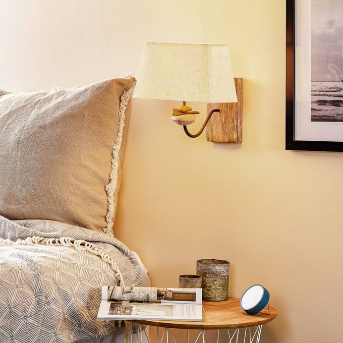ONLI Wandlamp Seregon met steendecor en stoffen kap