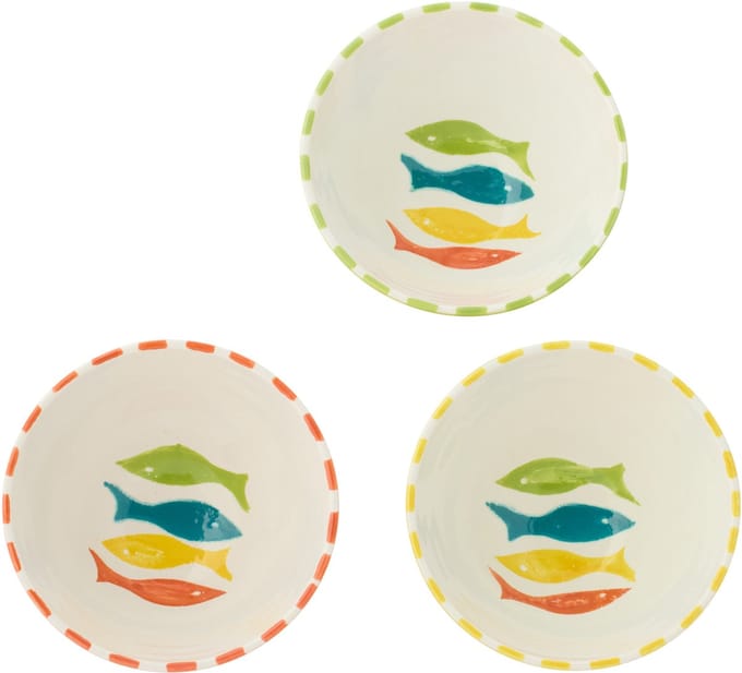 J-Line schaal Vis - keramiek - medium - set van 3