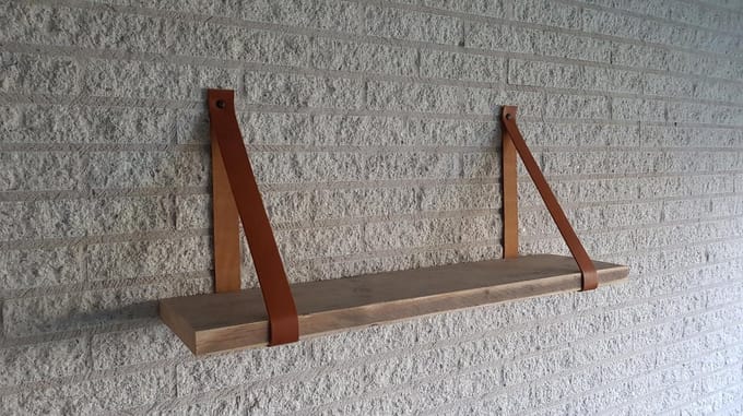 Leren plankdragers Cognac