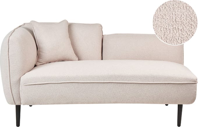 BELIANI CHEVANNES - Chaise longue - Lichtbeige - Linkszijdig - Boucle