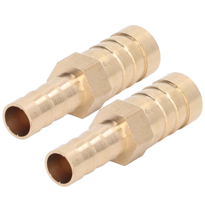 2 Stuks Geribbelde Koppeling Verbindingsstuk Messing Slangpilaar Verloopstuk Zeskant Verloop Geribbelde Connector 12mm(12in) naar