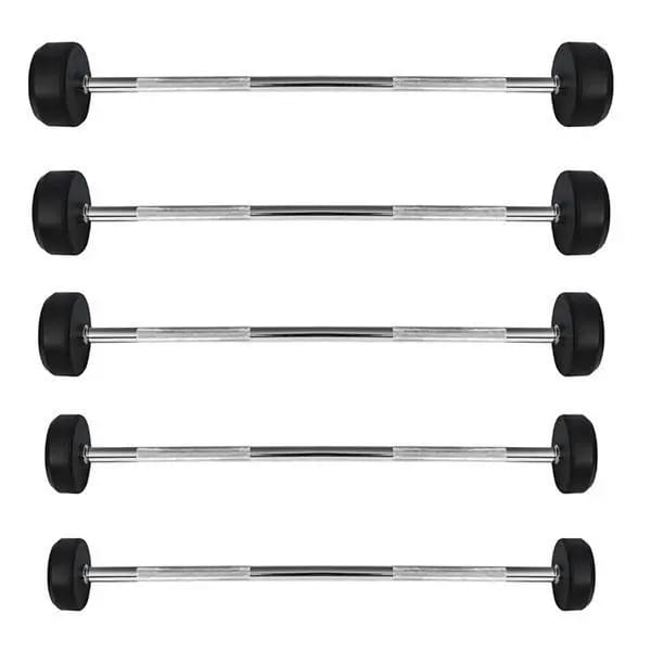 HMS GSG Serie - Halterstang - Rubber Gewichten - 10 KG - Stevig Chroom - Geadeeld Handvat
