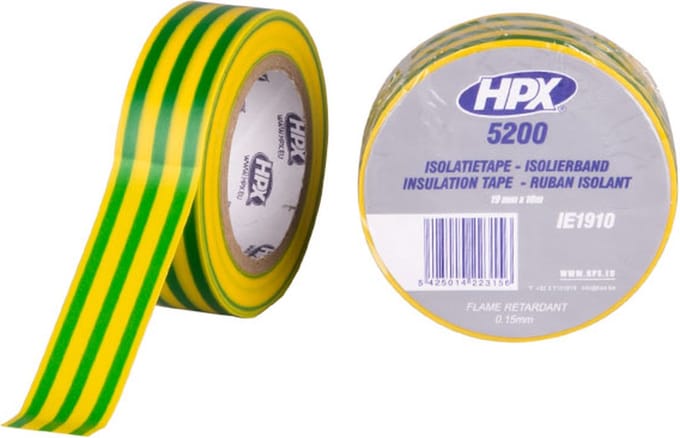 PVC isolatietape - geel/groen 19mm x 10m