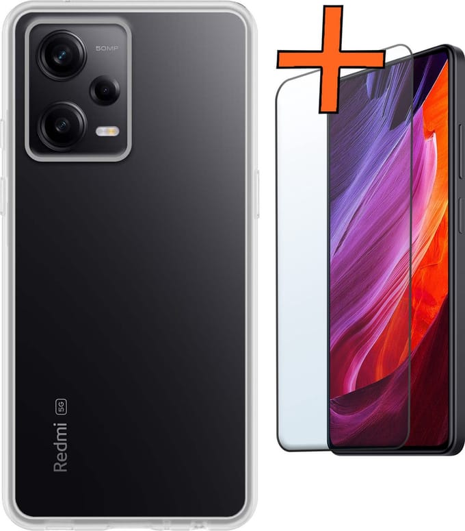 Hoes - Met Screenprotector - Geschikt voor Xiaomi Redmi Note 12 Pro+ - Sterk & Shockproof - Back Cover - Siliconen Case - Telefoon Hoes - Transparant