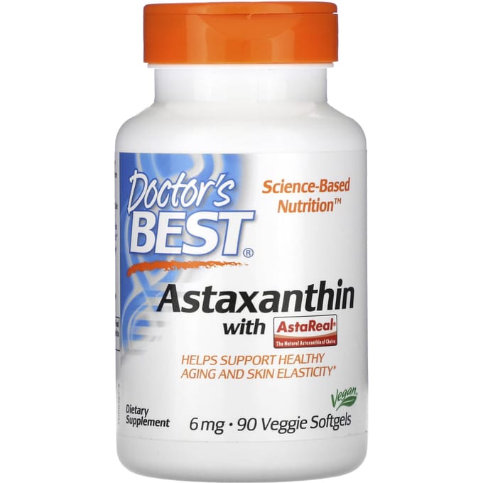 Doctor's Best, Astaxanthine avec AstaReal, 6 mg, 90 Gélules Végétales Molles