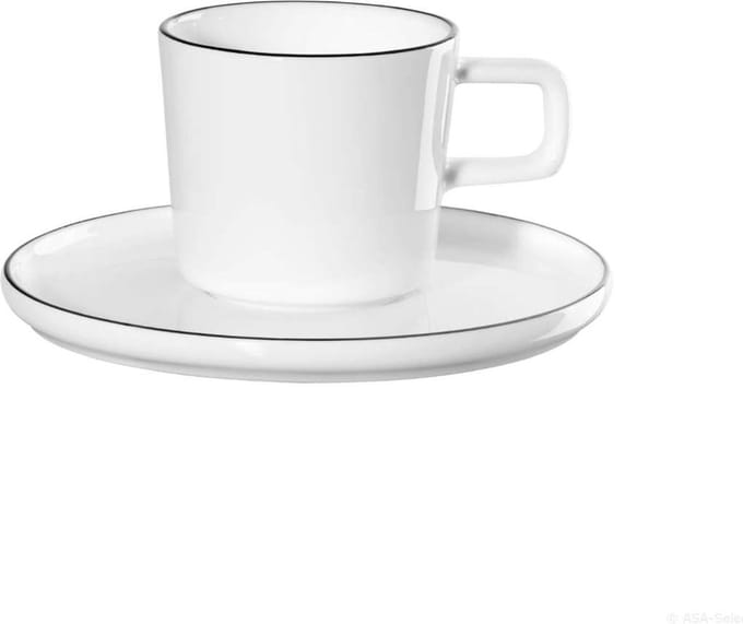 Espressokopje met schoteltje Asa Selection Oco Ligne Noire, 80 ml