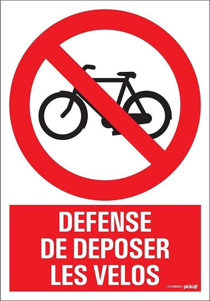 Pickup bord panneau 23x33 cm Combi - Defense de deposer les velos