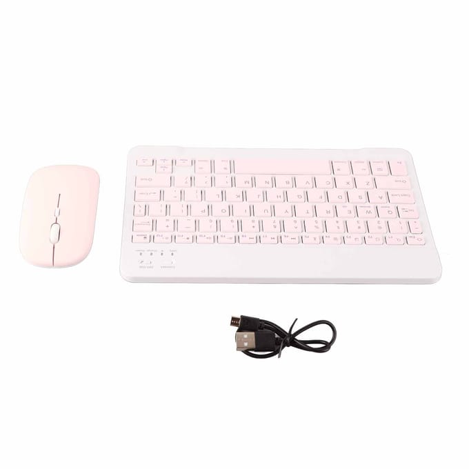 10 Inch Bluetooth Toetsenbord Set USB Opladen Ultradun Stil Draadloos Toetsenbord met DPI Muis voor roze