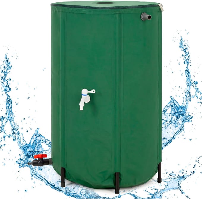 Springos Regenton - Regenwatertank - Opvouwbaar - Met Kraan - 2 Kranen - 250 L