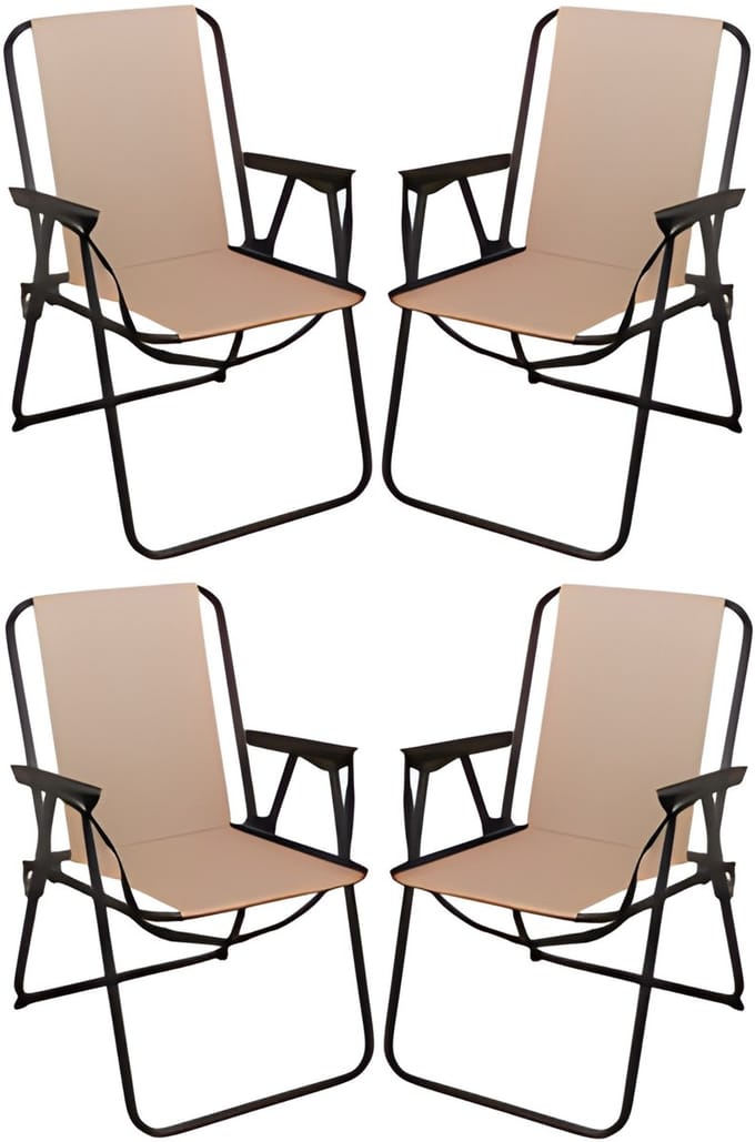 Redcliffs Klapstoel unica - 4x - beige - voor kinderen - 75 x 38 cm - metaal/polyester - campingstoel / tuinstoel