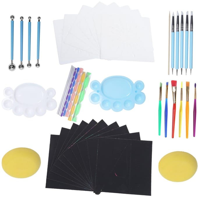 Stippelgereedschap Multifunctionele Mandala Rots Schilderset met Waterdichte Tas voor Aquarel white