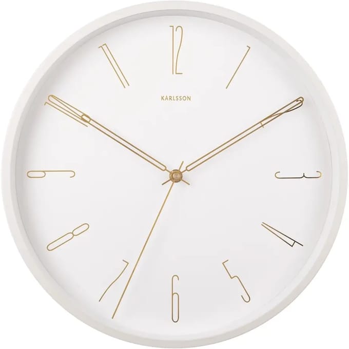 Karlsson Wandklok Belle - Wit - Ø35cm - Wandklok Scandinavisch,Modern
