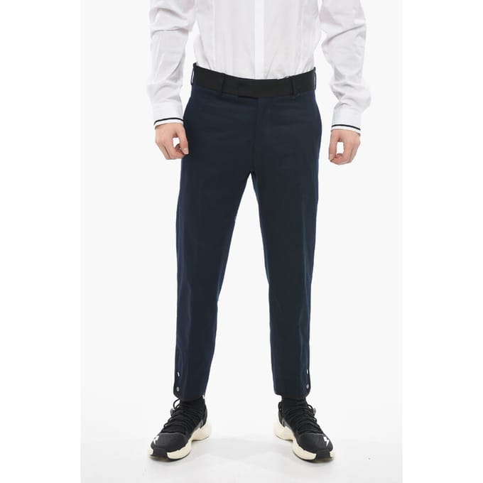 Slim Fit TOM-broek met contrasterende randen en enkelknopen in blauw
