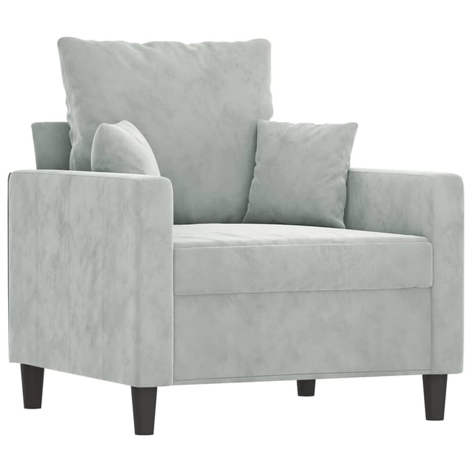 vidaXL - 3-delige - Loungeset - met - kussens - fluweel - lichtgrijs