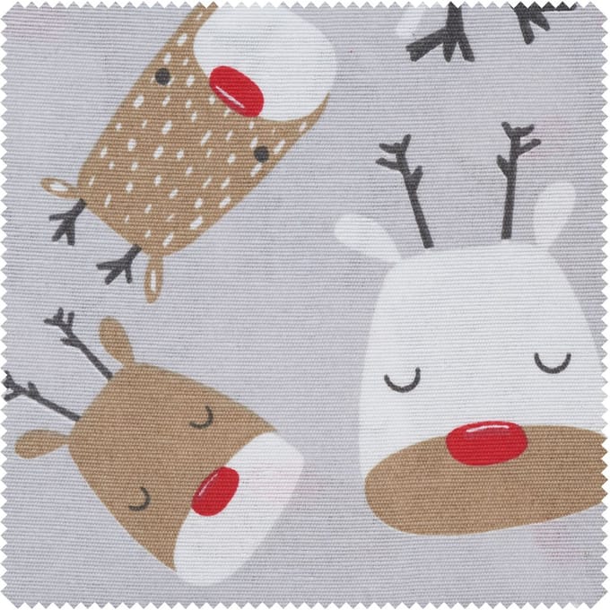 Motiefstof in linnenlook "Red Nose Rudi"