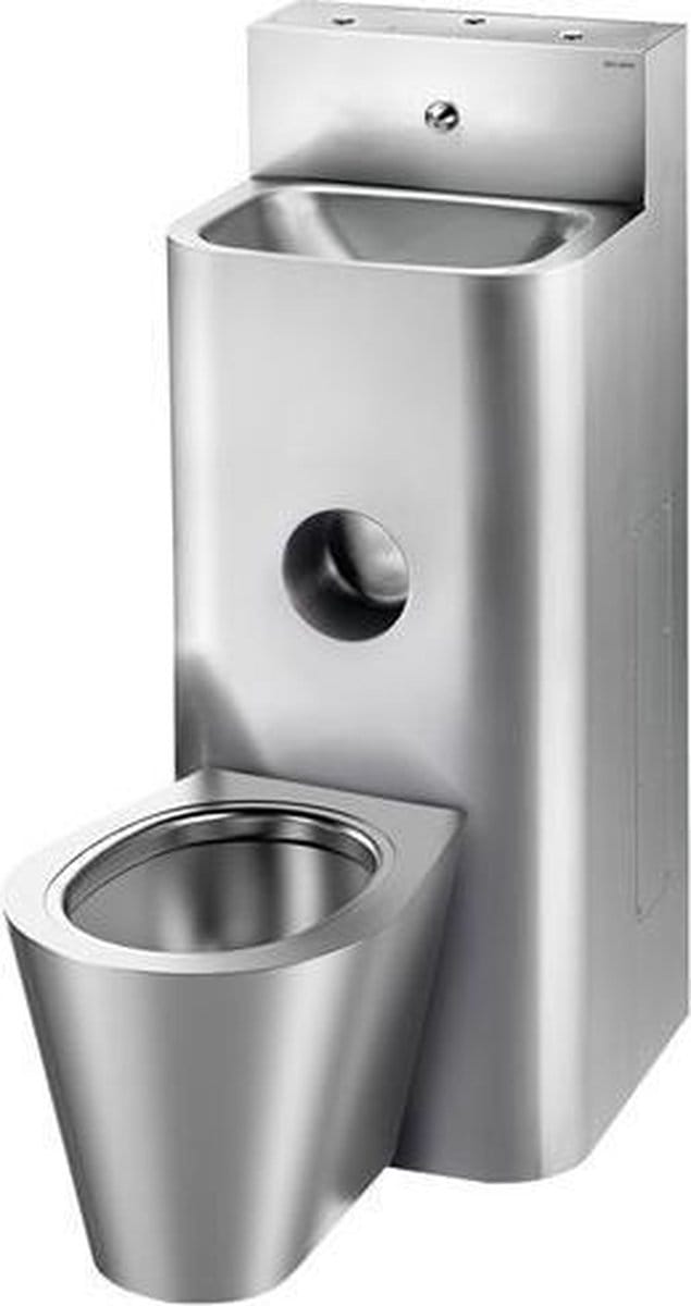 Combi KOMPACT wast WW/KW staand WC centr. RVS 304 mat gepol.
