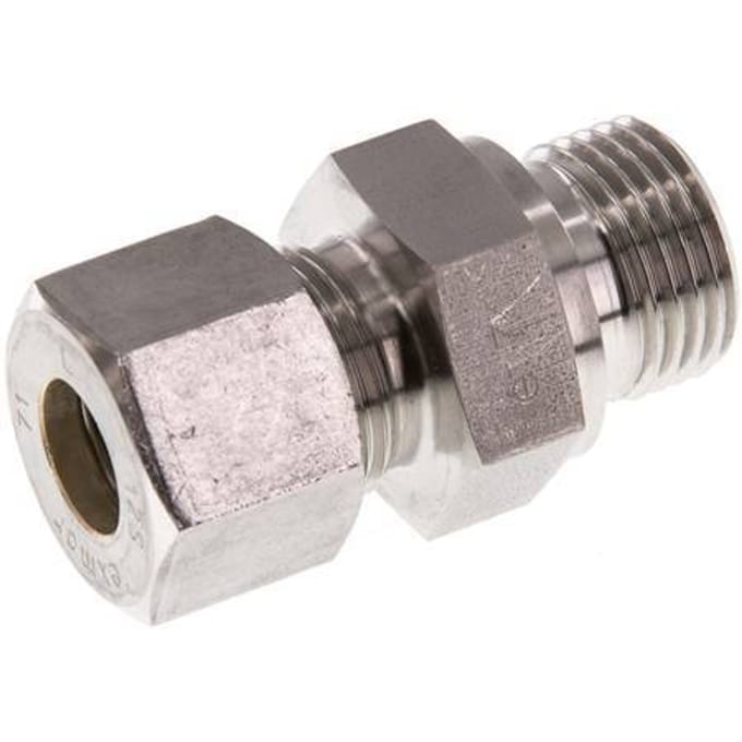 G 1/2'' Buitendraad x 12S RVS Rechte Knelfitting 630 Bar DIN 2353 - FL2S-MO-ST-012G-12-S