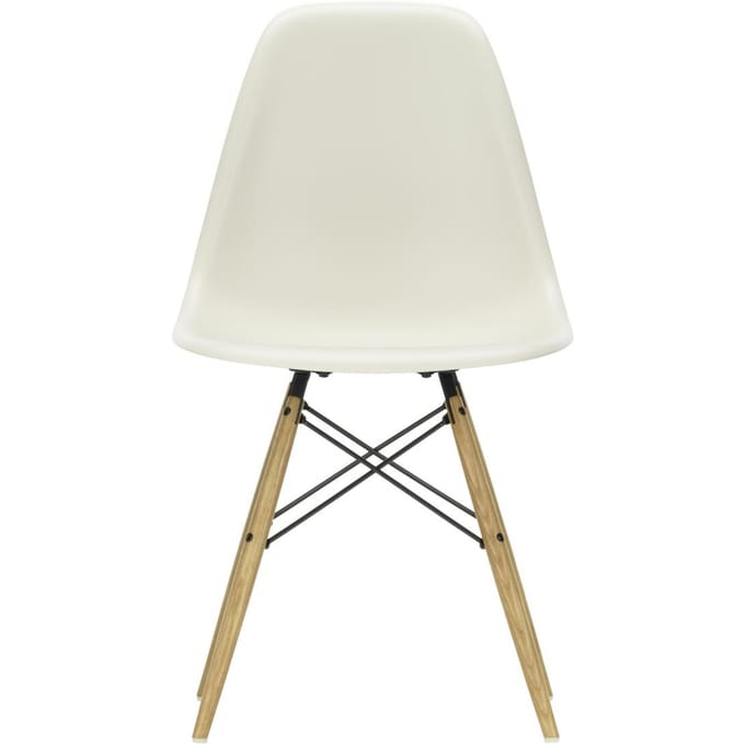 Vitra - DSW Eames Plastic Sidechair - kiezelsteen RE - honingkleurig essenhout - beige