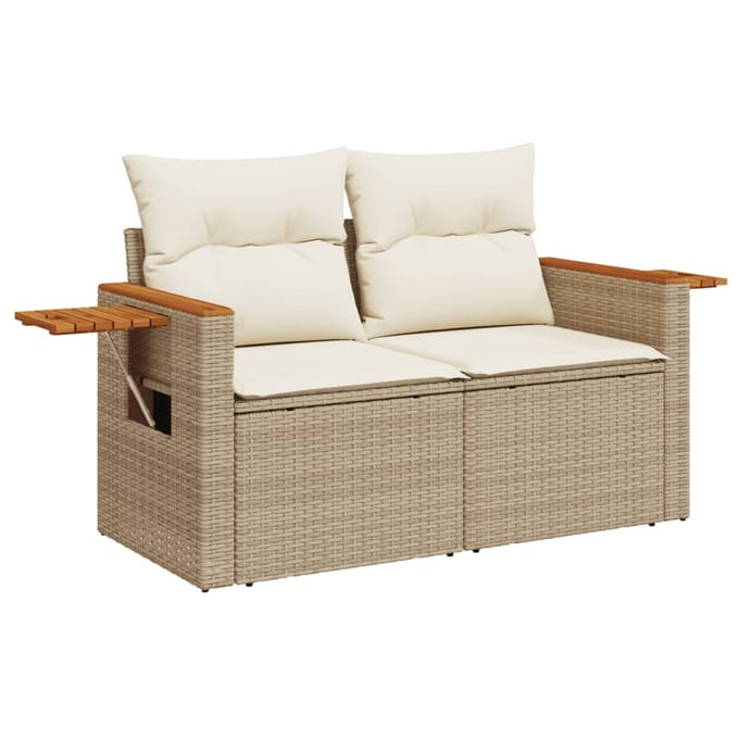 vidaXL - 6-delige - Loungeset - met - kussens - poly - rattan - beige
