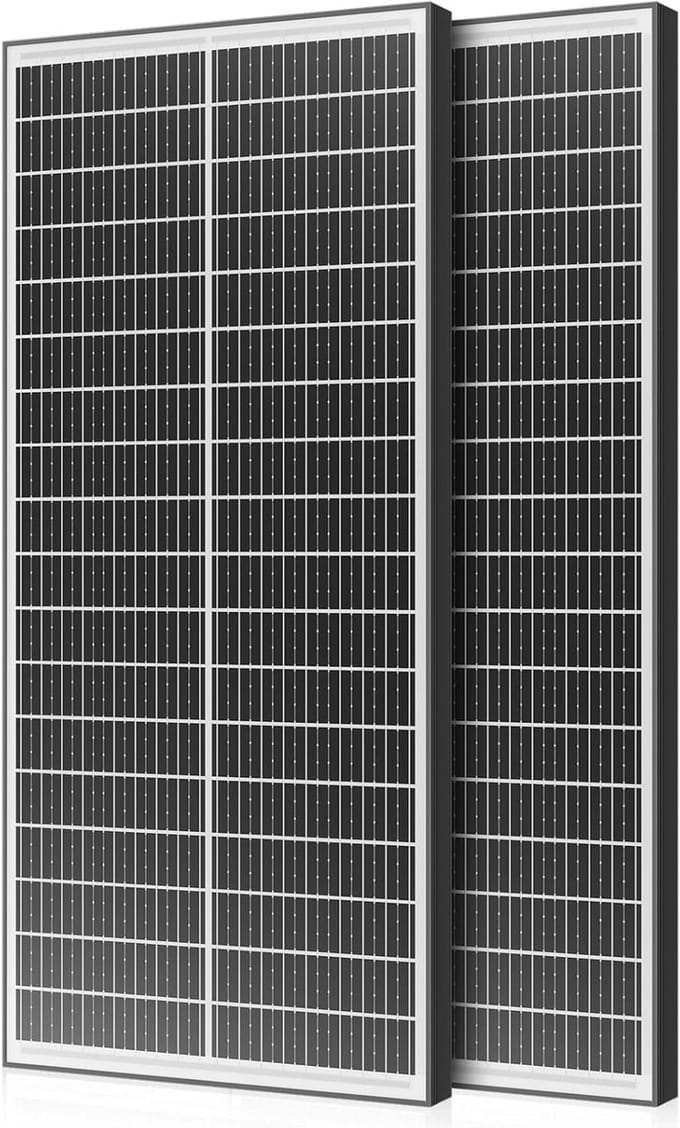 Set van 2 Bifaciale Zonnepanelen 200W (2x100W) Monokristallijn voor 12V/24V Off-Grid Systemen