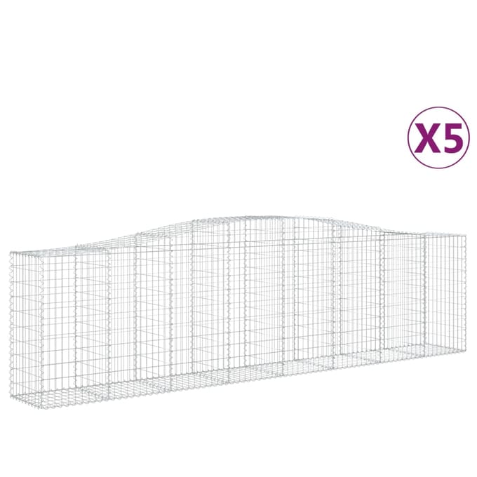 vidaXL - Schanskorven - 5 - st - gewelfd - 400x50x100/120 - cm - ijzer
