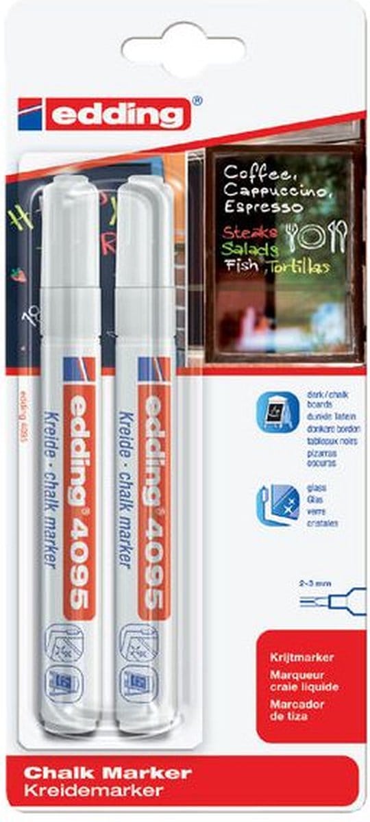 Krijtstift edding 4095 rond wit 2-3mm blister 2 stuks | Blister a 2 stuk | 10 stuks