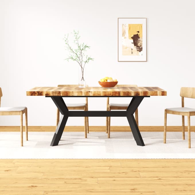 vidaXL - Eettafel - 180 - cm - massief - mangohout - en - stalen - kruis