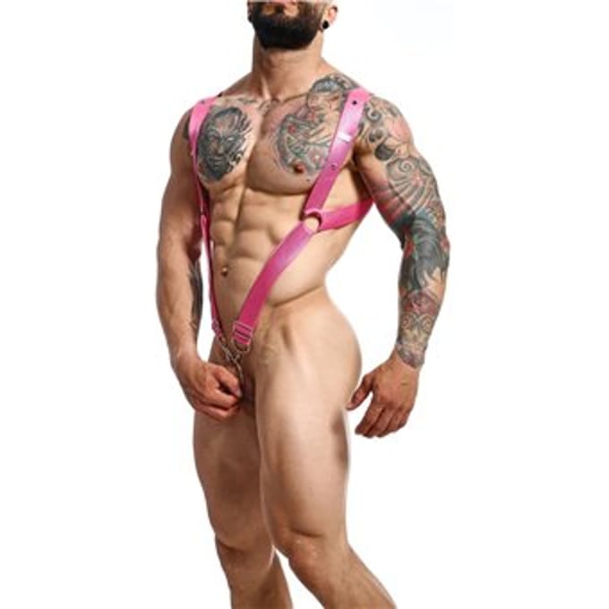 Mob Eroticwear Dngeon Straight Back Harness Pink