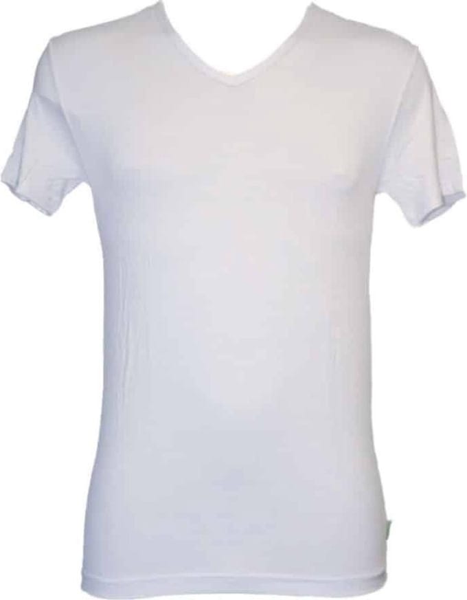 Bamboe heren t-shirt met v-hals – White – XXL