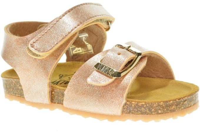 Glitter Roos Lederen Kleine Meisjessandaal Plakton Velcroges maat 23