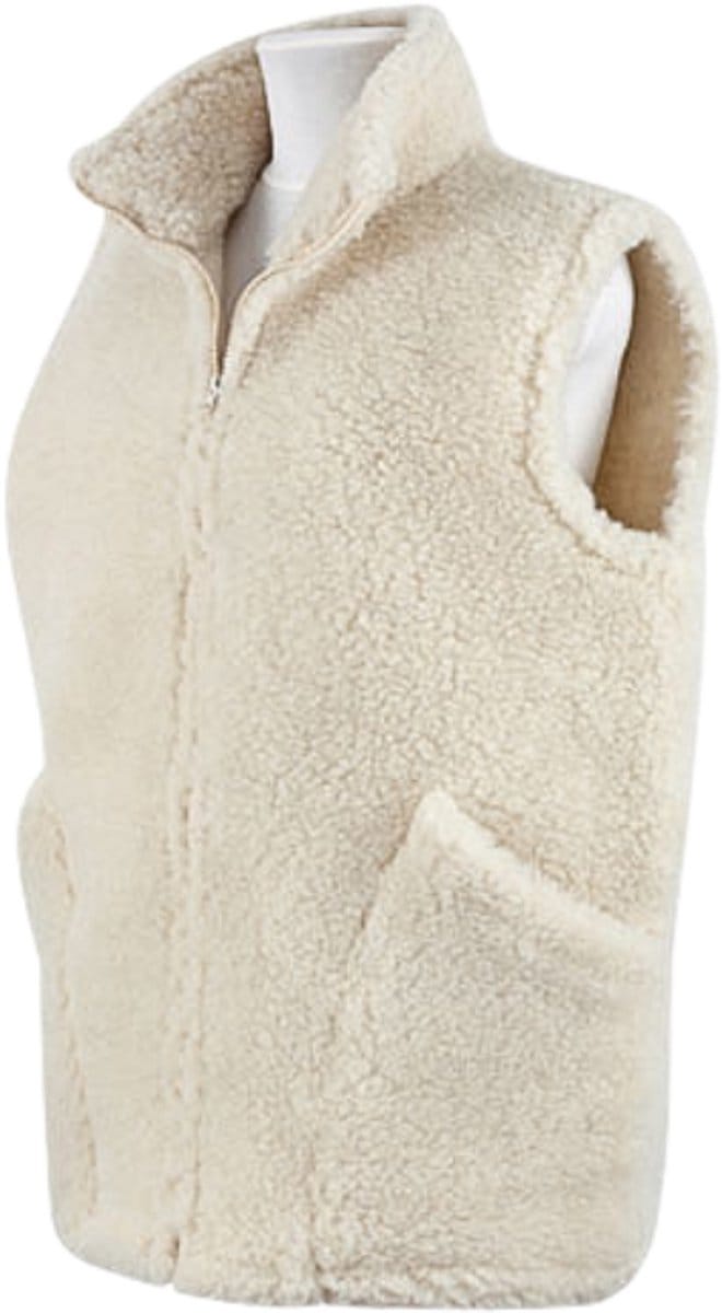 Bodywarmer 100% schapenwol met rits - creme wit in maat S