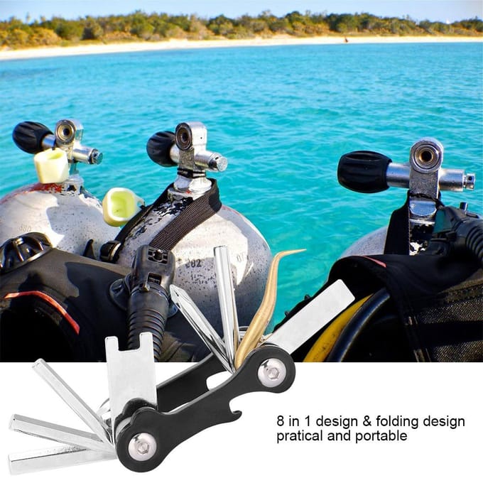 KEEP DIVING Clé Allen pliable portable 8 en 1, ensemble d'outils de réparation black