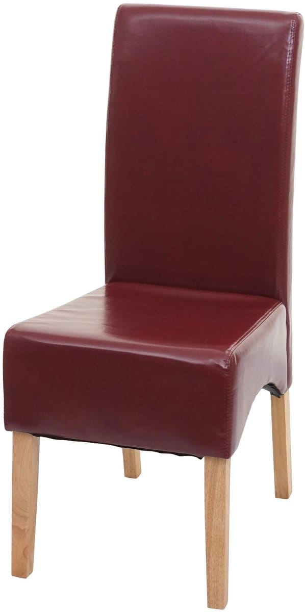 Eetkamerstoel Latina, keukenstoel, leer ~ rood, lichte poten