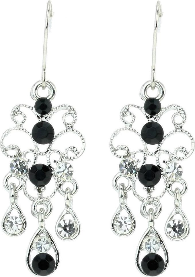 Behave - Oorhangers met zwarte steentjes - elegante avondstijl