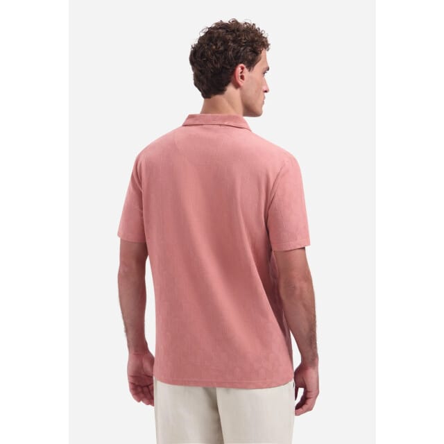 Polo met V-hals en korte mouwen met jacquardprint