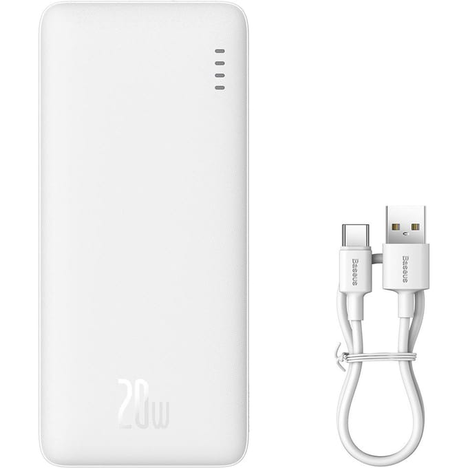 Externe Batterij Baseus Airpow, 10000mAh, 20W, QC + PD, 1 x USB-A - 1 x USB-C, Wit