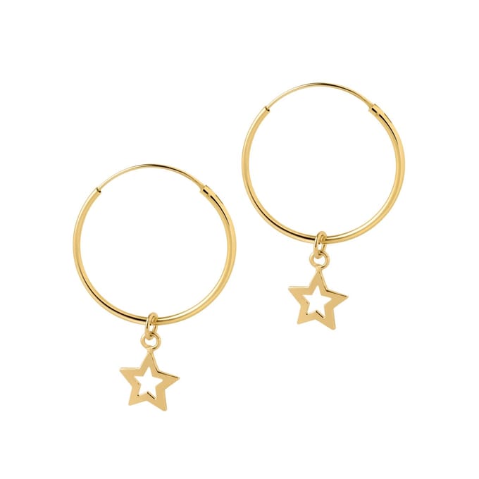 Goud Plated Hoop met Open Ster 22 MM