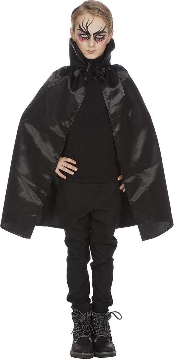 Dracula cape dubbel met kraag zwart voor kind one size