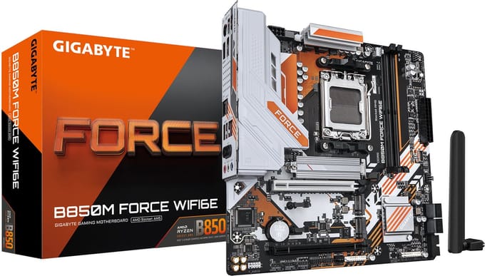 GIGABYTE B850M FORCE WIFI6E Moederbord - AMD B850 - AMD AM5 - DDR5 RAM - Micro-ATX