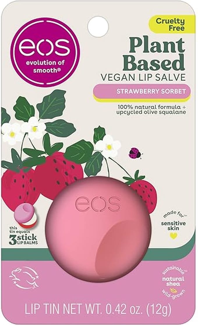 eos - Plant-Based Vegan Lip Salve- Strawberry Sorbet