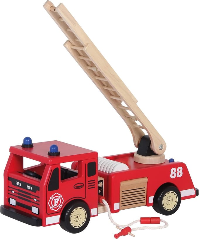 Grote Houten Brandweerwagen Speelgoedauto met Ladder