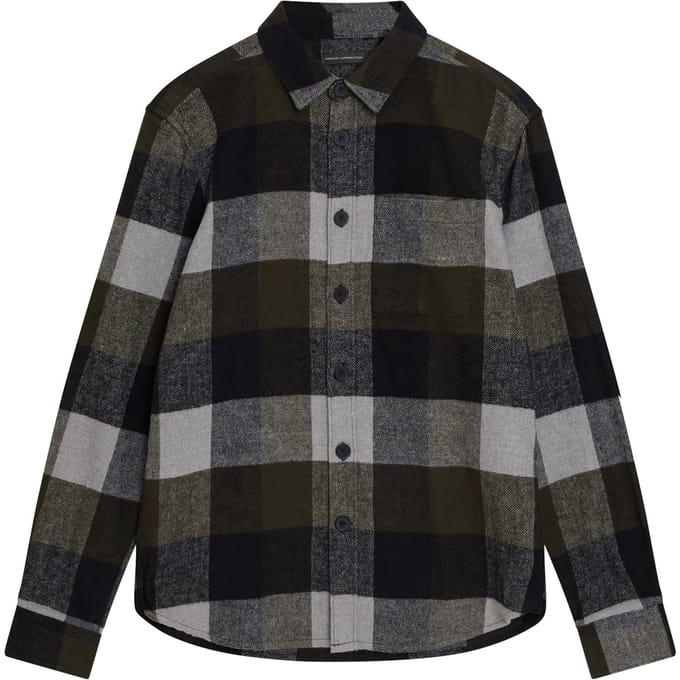 French Connection Heavy Large Check Overshirt Khaki Größe: M | Casual hemden Outlet | Herren | Braun