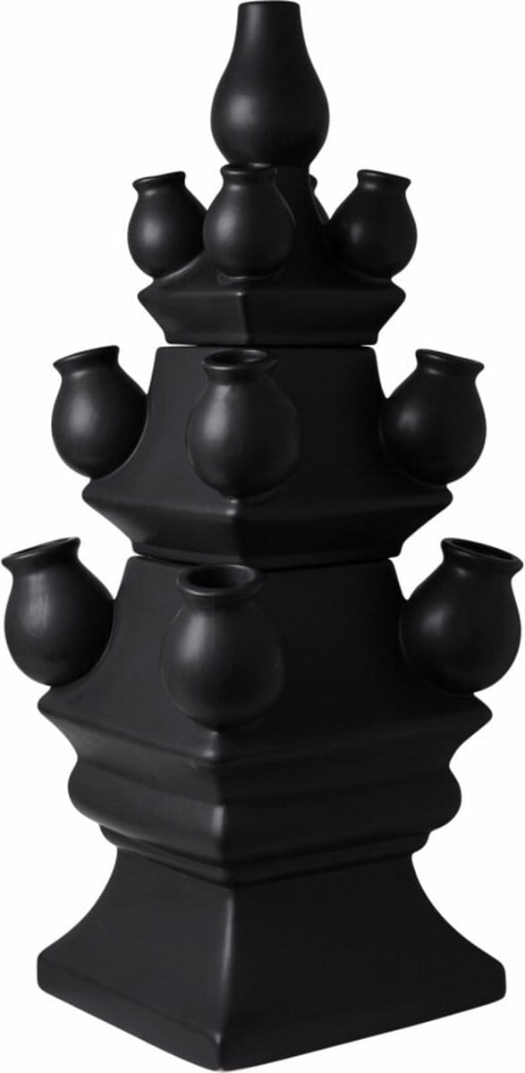 Heinen Delfts Blauw - Tulpenvaas XL - 3-delig - Zwart - Keramiek - 51 cm