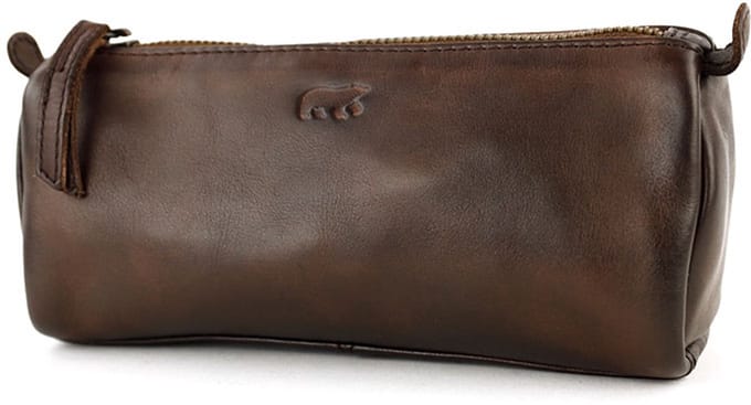 Bear Design Leren Make Up / Pen Etui L Bruin