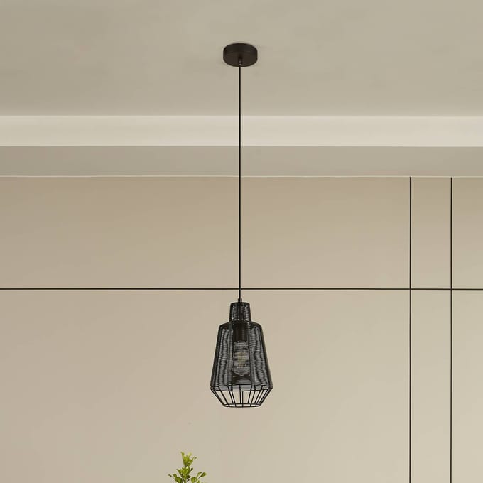 Lucande - hanglamp - 1licht - Aluminium, ijzer - H: 34.5 cm - E27 - zwart