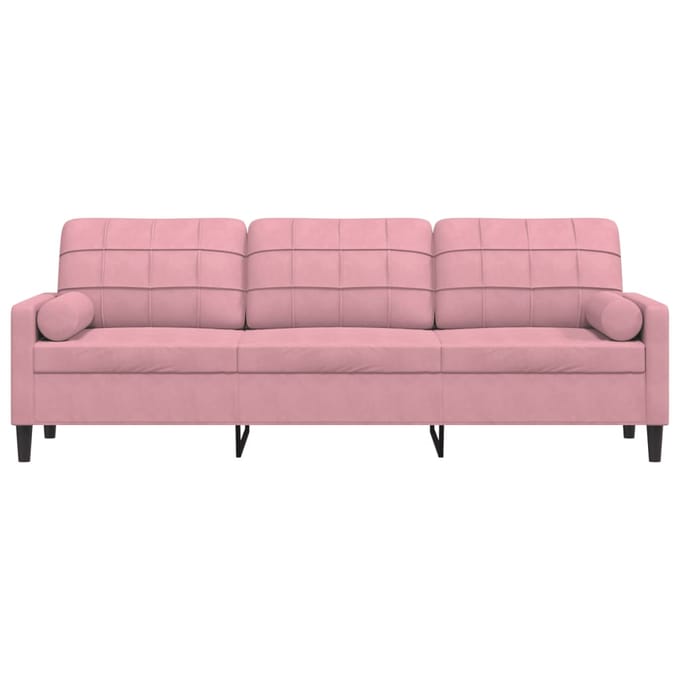vidaXL - 3-zitsbank - met - sierkussens - 210 - cm - fluweel - roze